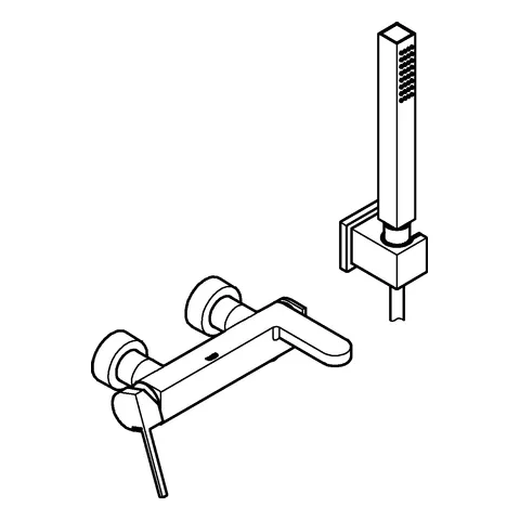 Einhand-Wannenbatterie Plus 33547_3, Wandmontage, mit Euphoria Cube Brausegarnitur, chrom Einhand-Wannenbatterie Plus 33547_3, Wandmontage, mit Euphoria Cube Brausegarnitur, chrom