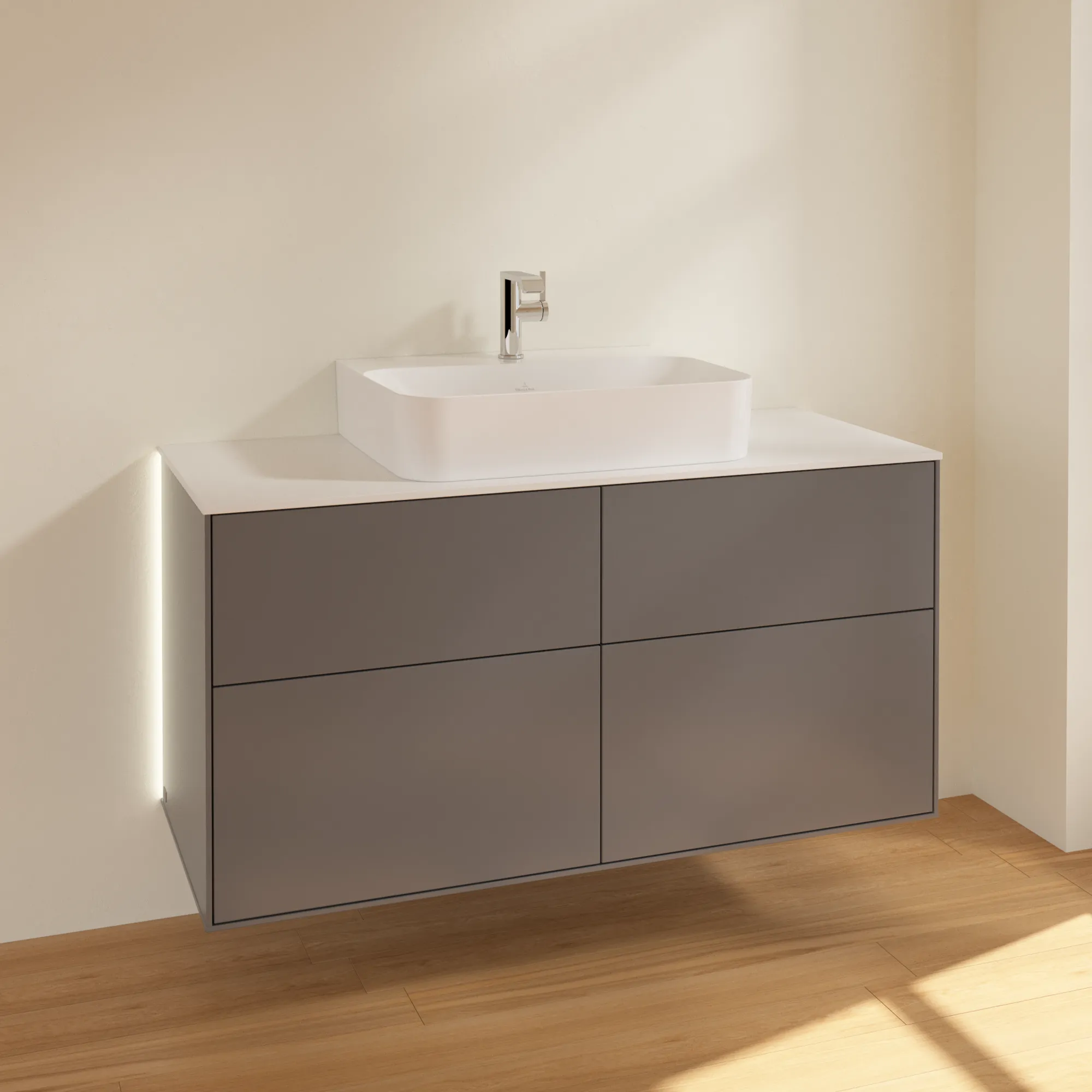 Villeroy & Boch Waschbeckenunterschrank Finion G13, 1200x603x501mm, anthrazit matt lackiert / glass white matt