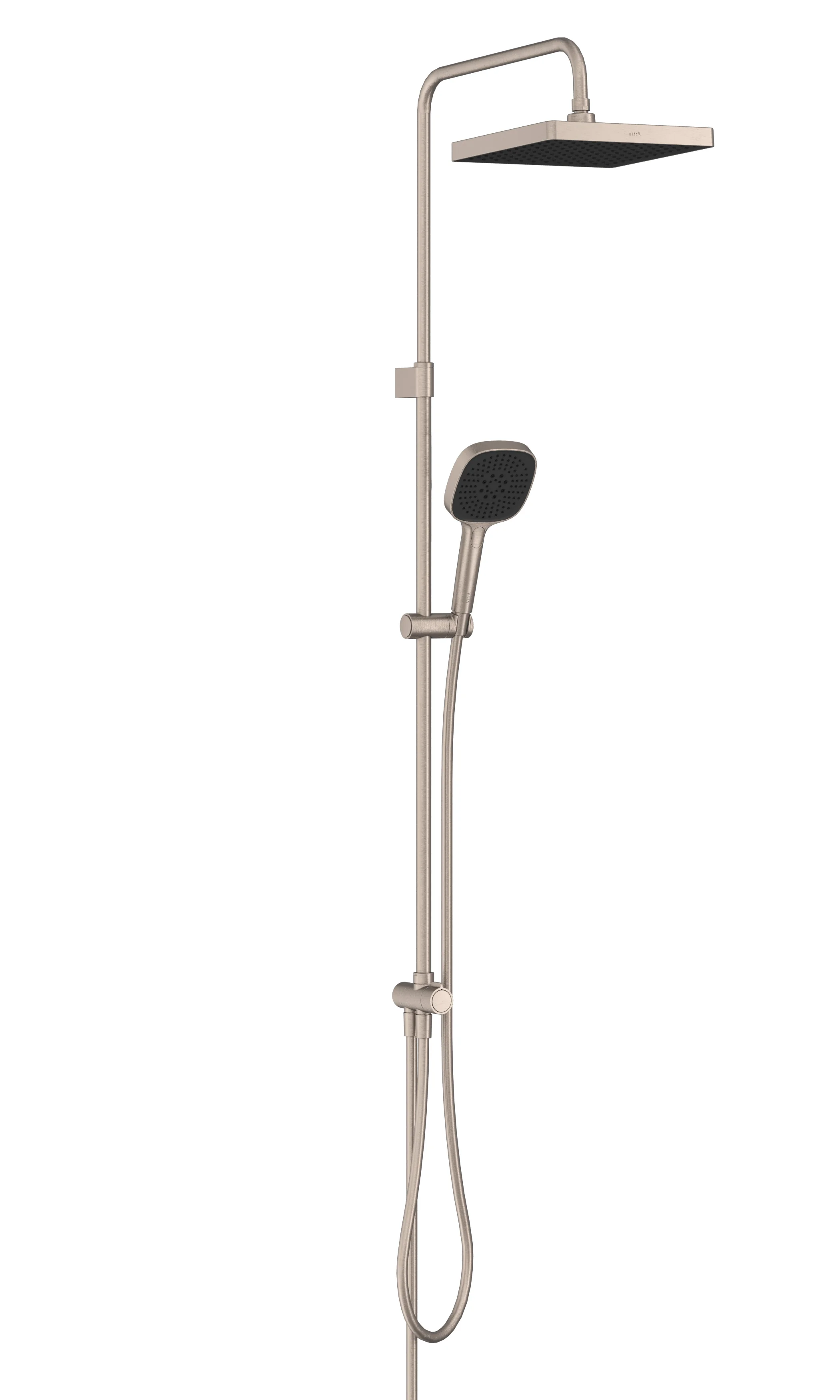 Core Square Duschsystem mit Kopf- und Handbrause Wandmontage Nickel gebürstet