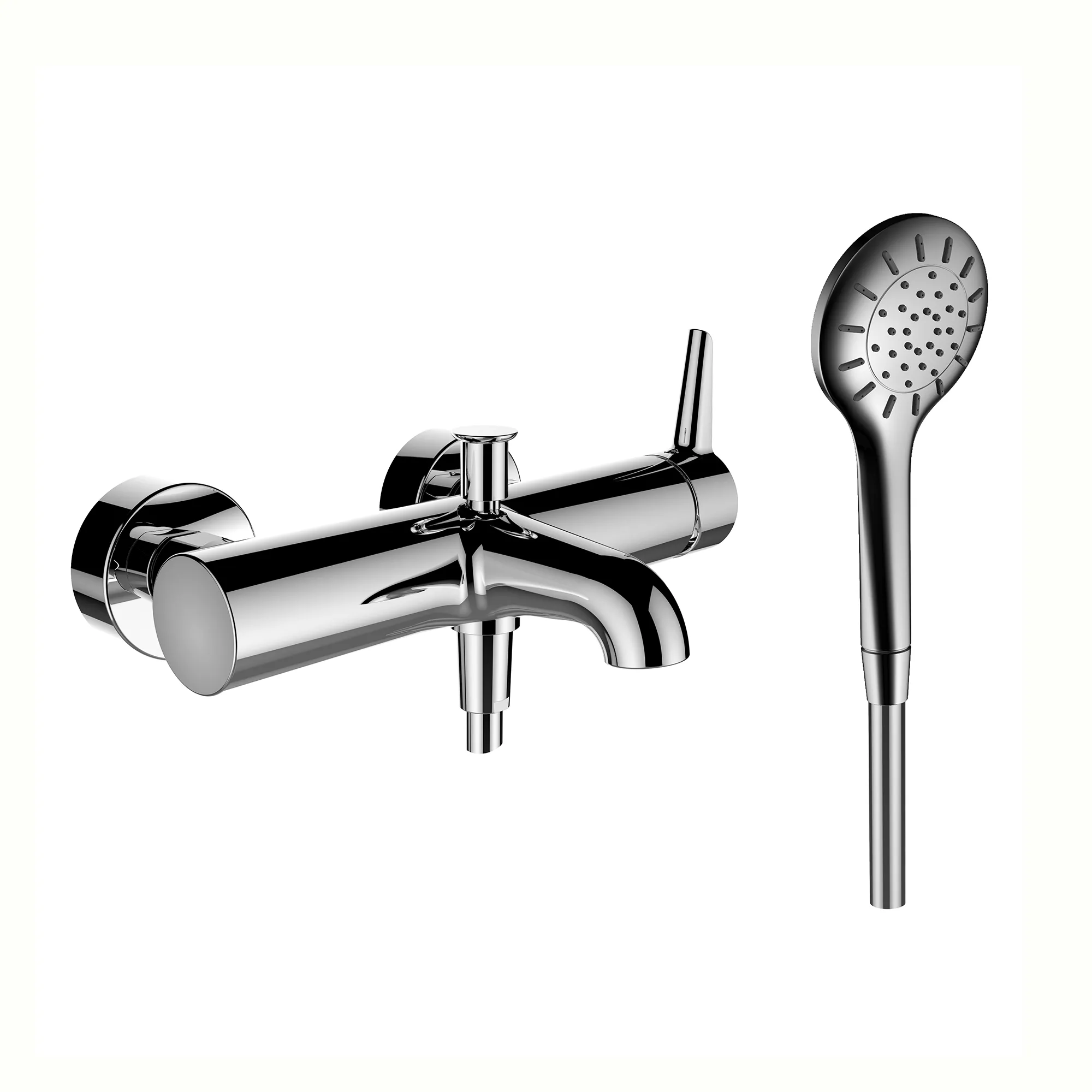 Einhebel-Wannenmischer Aufputz PURE mit Zubehör Kunststoffschlauch 1500 mm und Handbrause MyTwin100 chrom Einhebel-Wannenmischer Aufputz PURE mit Zubehör Kunststoffschlauch 1500 mm und Handbrause MyTwin100 chrom