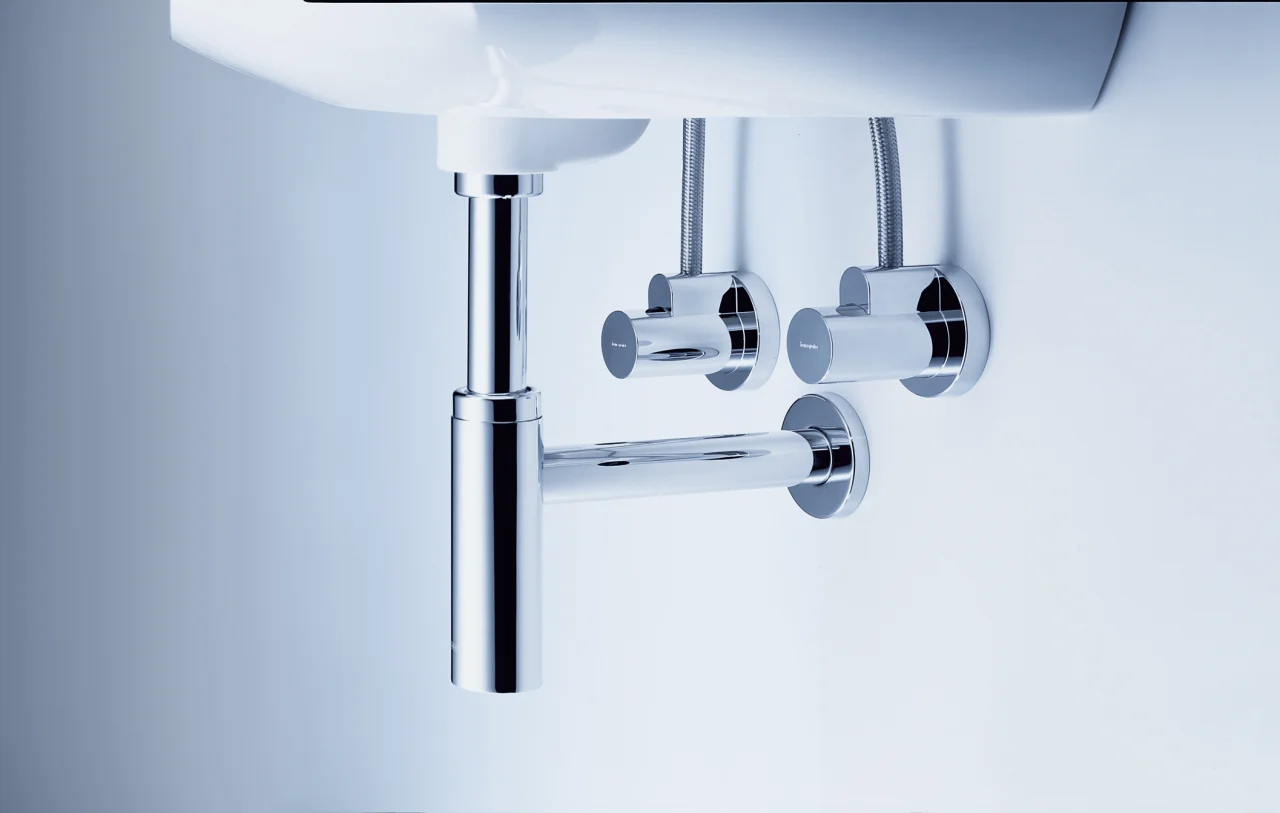 Hansgrohe Designsiphon Flowstar S Chrom – Geruchverschluss, verstellbarer Einbau, Wandabstand 330 mm, Anschlussmaße G 11/4 und DN32 Hansgrohe Designsiphon Flowstar S Chrom – Geruchverschluss, verstellbarer Einbau, Wandabstand 330 mm, Anschlussmaße G 11/4 und DN32