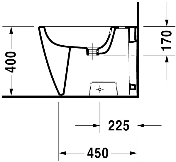 Duravit Stand-Bidet back to wall „Happy D.2“, Befestigung sichtbar 36,5 × 57 × 40 cm