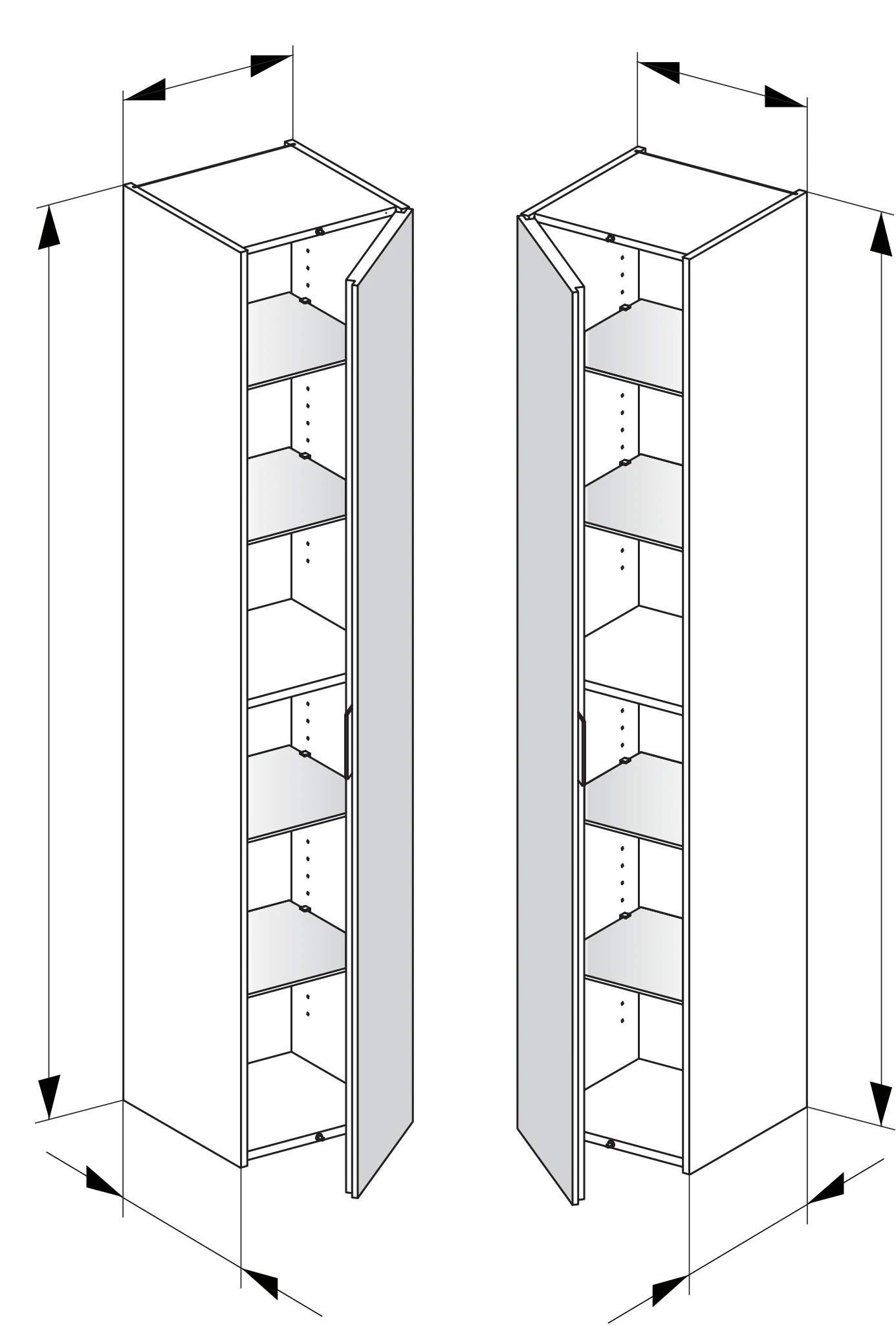 Edition 11 Hochschrank 1-türig, Anschlag links 350 x 1700 x 370 mm anthrazit/anthrazit