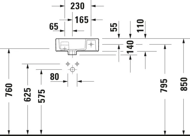 Wandwaschtisch „Vero Air“, ohne Überlauf, Hahnlochposition rechts Wandwaschtisch „Vero Air“, ohne Überlauf, Hahnlochposition rechts