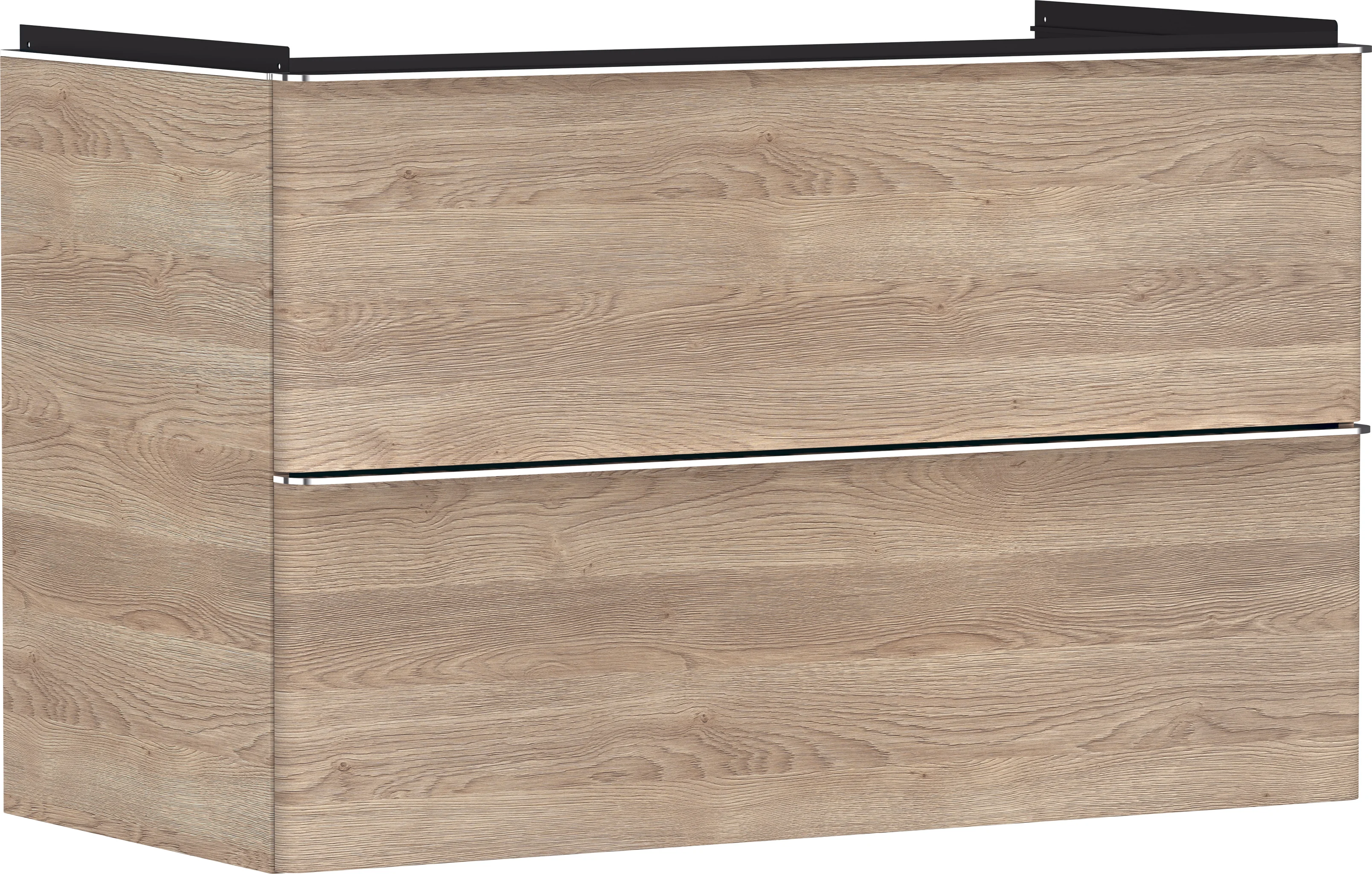Hansgrohe Xelu Q Waschtischunterschrank Eiche Natur, 980x475 mm, 2 Schubkästen, verchromte Griffe, SoftClose, vormontiert Hansgrohe Xelu Q Waschtischunterschrank Eiche Natur, 980x475 mm, 2 Schubkästen, verchromte Griffe, SoftClose, vormontiert