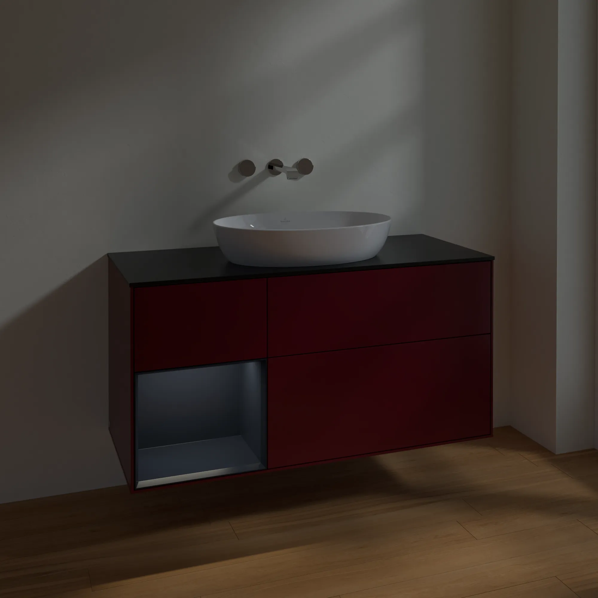 Villeroy & Boch Waschtischunterschrank „Finion“ für Schrankwaschtisch 1200 × 603 × 501 mm Peony Matt Lacquer, für Becken mittig, ohne Hahnlochbohrung Villeroy & Boch Waschtischunterschrank „Finion“ für Schrankwaschtisch 1200 × 603 × 501 mm Peony Matt Lacquer, für Becken mittig, ohne Hahnlochbohrung