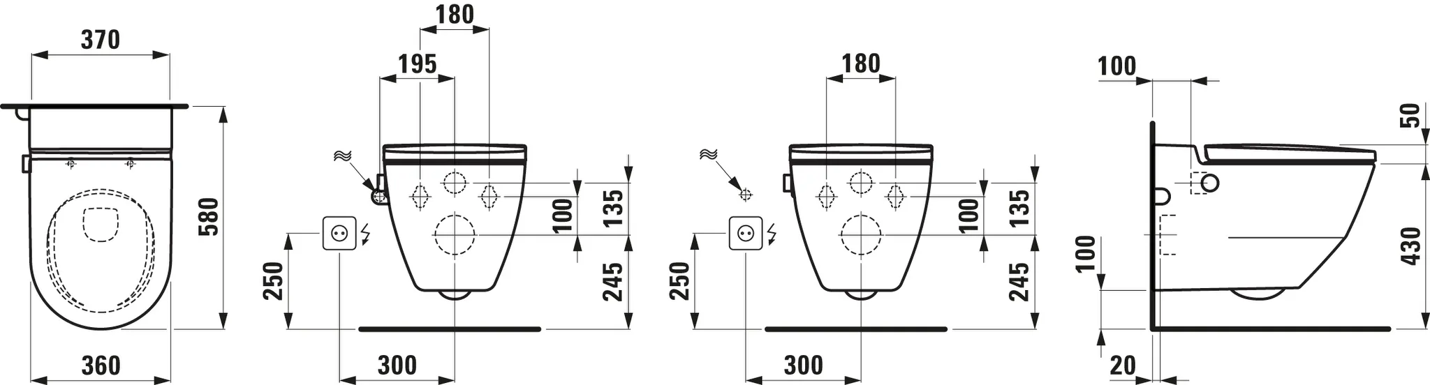 Laufen CLEANET NAVIA Dusch-Tiefspül-WC wandhängend 580x370x380 spülrandlos LCC weiß Laufen CLEANET NAVIA Dusch-Tiefspül-WC wandhängend 580x370x380 spülrandlos LCC weiß