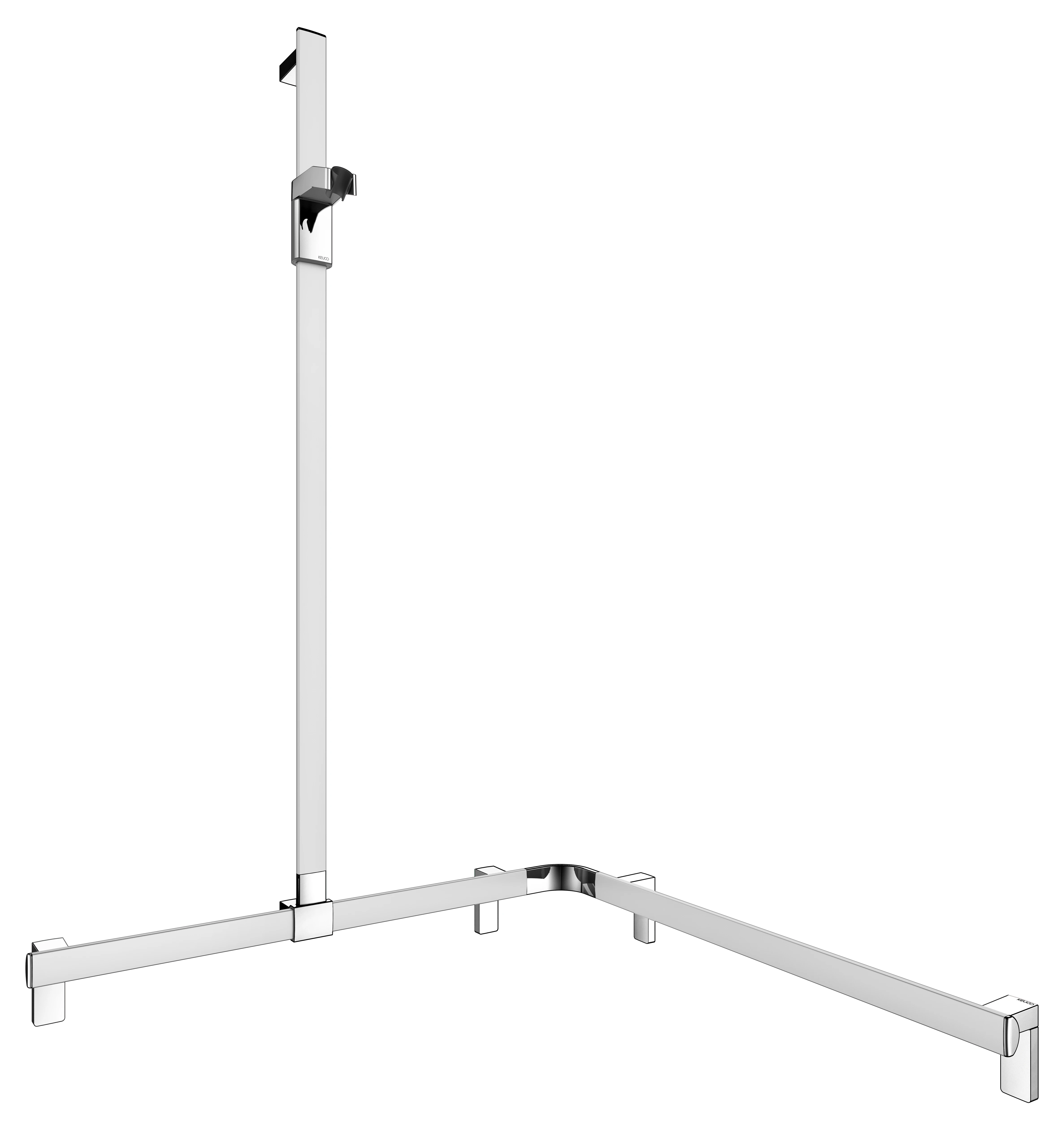 KEUCO AXESS Duschhandlauf mit Brausestange links 840/840/1300 mm silber-eloxiert