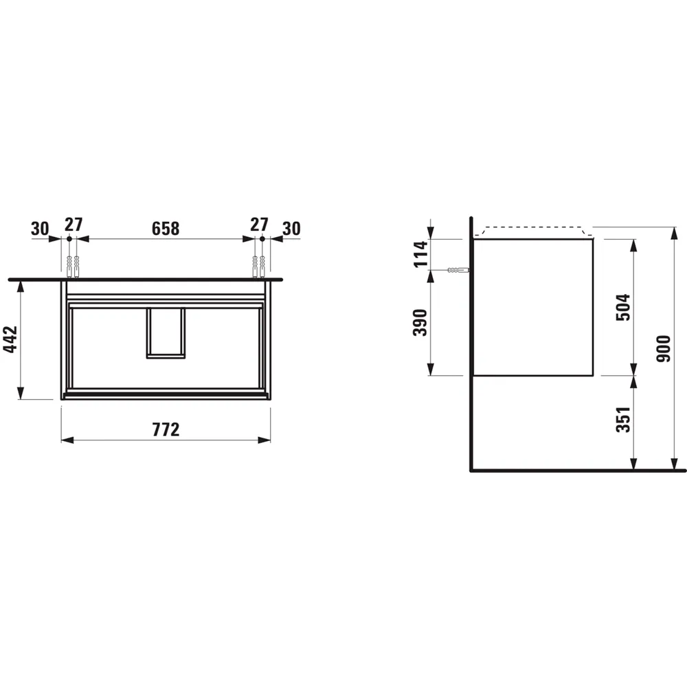 Waschtischunterbau 800, 2 Schubladen, passend zu Marbond Waschtisch H814074 weiß matt Waschtischunterbau 800, 2 Schubladen, passend zu Marbond Waschtisch H814074 weiß matt