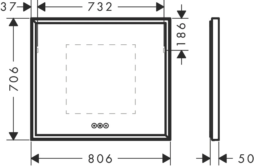 Xarita E Spiegel mit LED-Beleuchtung 800/50 kapazitiver Berührungssensor Mattweiß