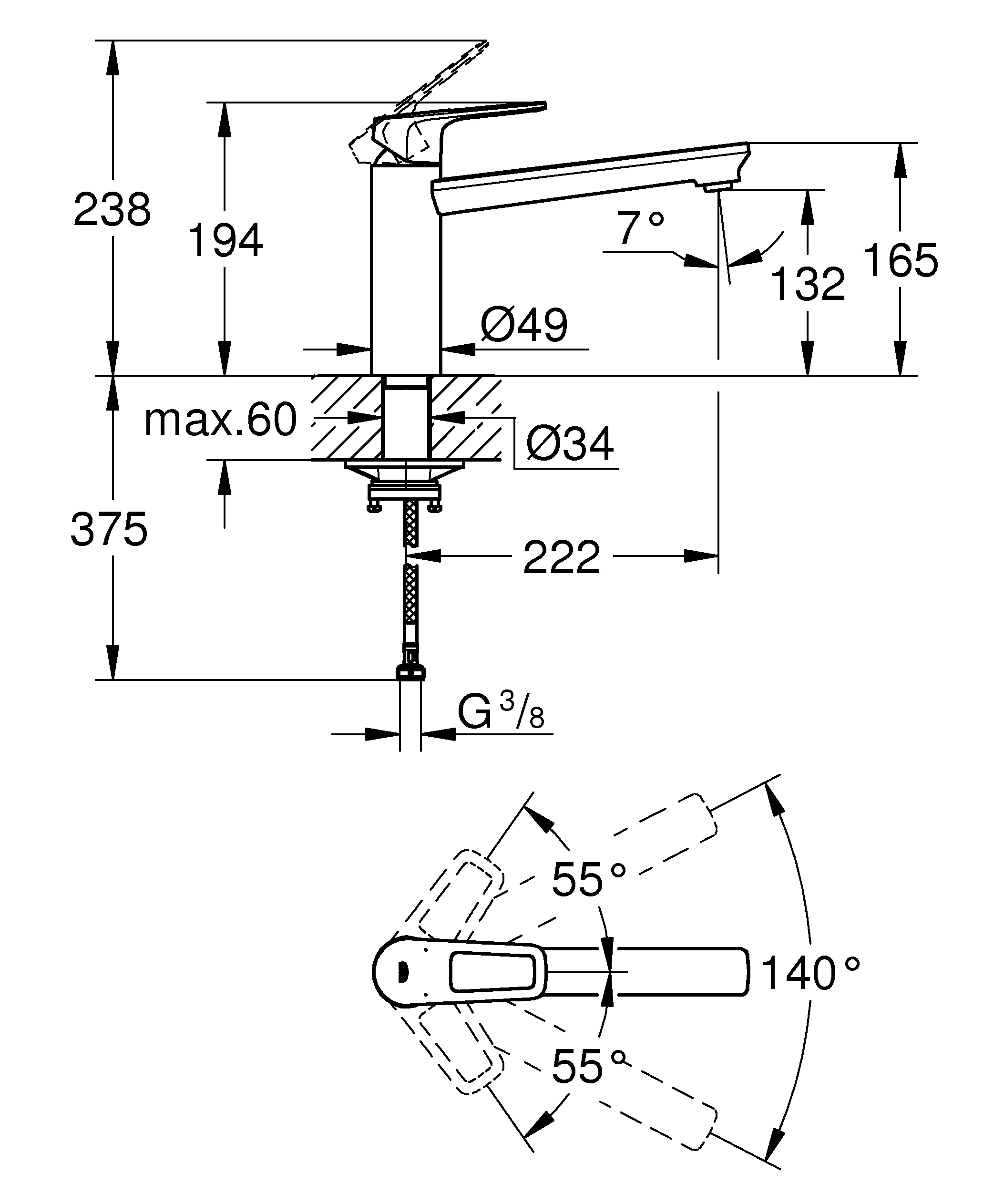 Einhand-Spültischbatterie BauLoop 31706, mittelhoher Auslauf, Einlochmontage, getrennte innenliegende Wasserwege – kein Kontakt mit Blei oder Nickel, chrom
