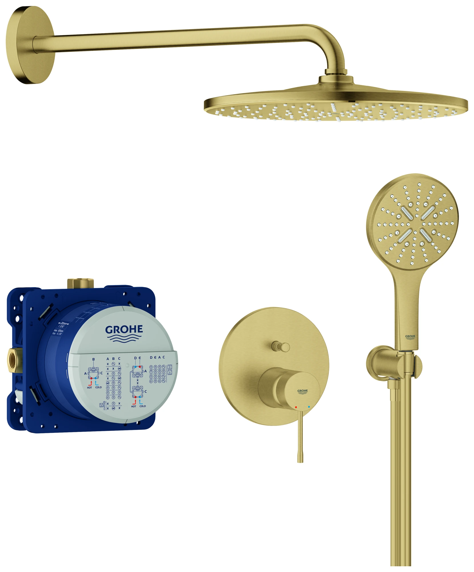 Unterputz-Duschsystem Essence 25287, mit UP-Einhandmischer mit 2-Wege-Umstellung, Rapido SmartBox, Kopfbrause Rainshower Mono 310, Rainshower SmartActive 130 Handbrause, Wandabgangsbogen, Brauseschlauch, chrom