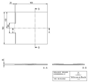 Villeroy & Boch quadrat Duschwanne „Wallway“ 90 × 90 cm in Stone White