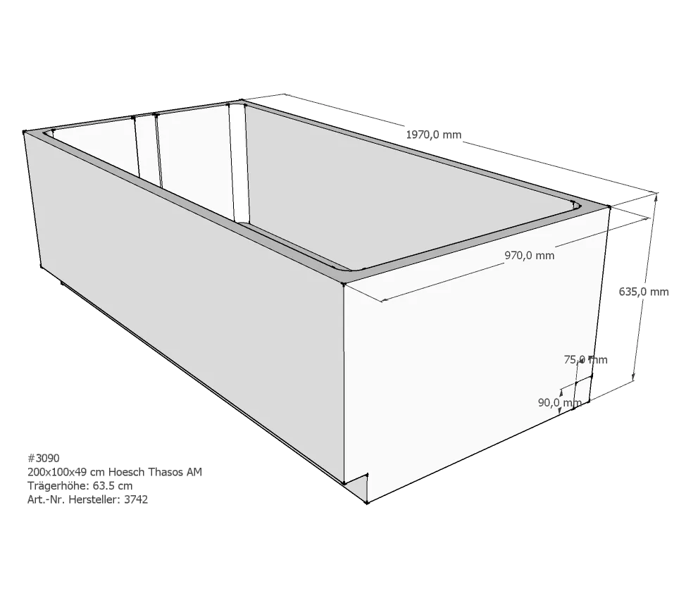 Badewannenträger passend für Hoesch Thasos 200 × 100 × 49 cm Badewannenträger passend für Hoesch Thasos 200 × 100 × 49 cm