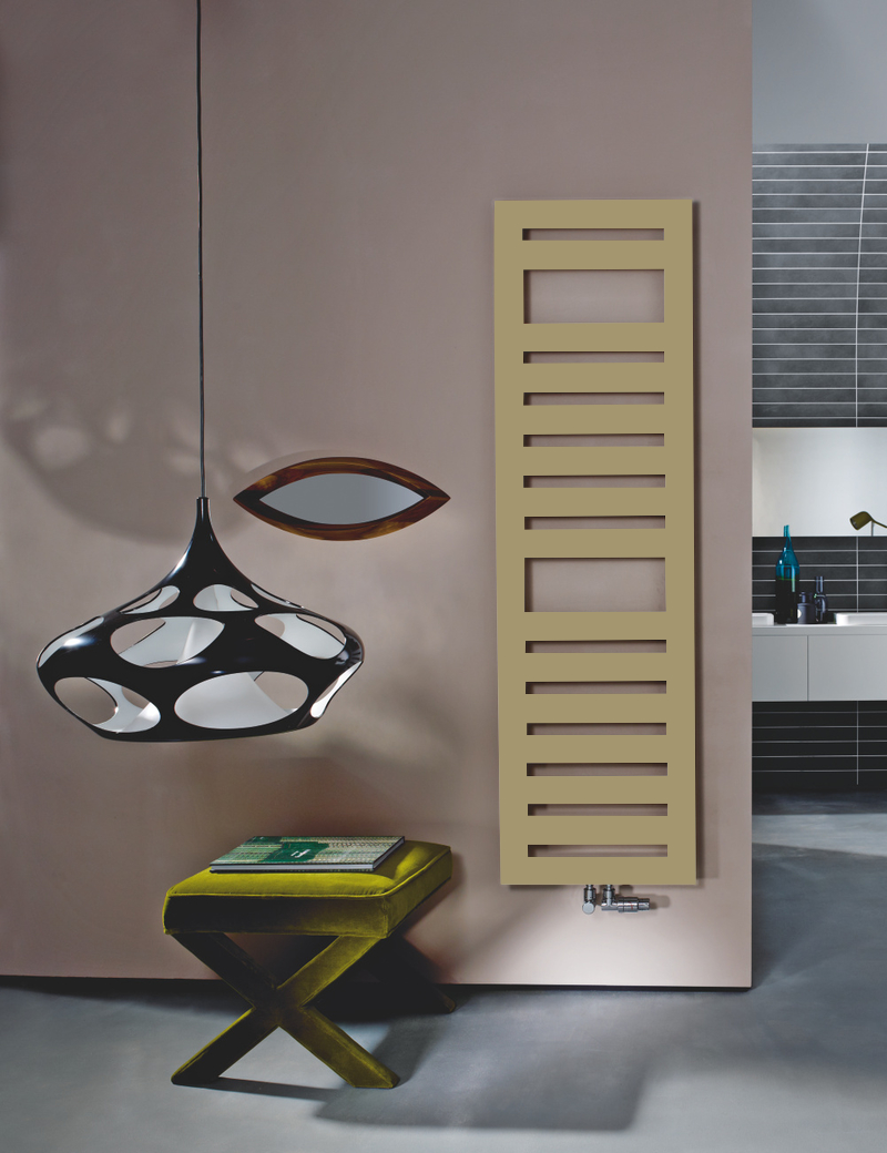 Zehnder Design-Heizkörper „Metropolitan Spa“ für Warmwasser-Zentralheizung mit 50 mm-Mittelanschluss und integriertem Thermostat „Completto“ 40 × 80,5 cm in Grey Aluminium (glänzend)