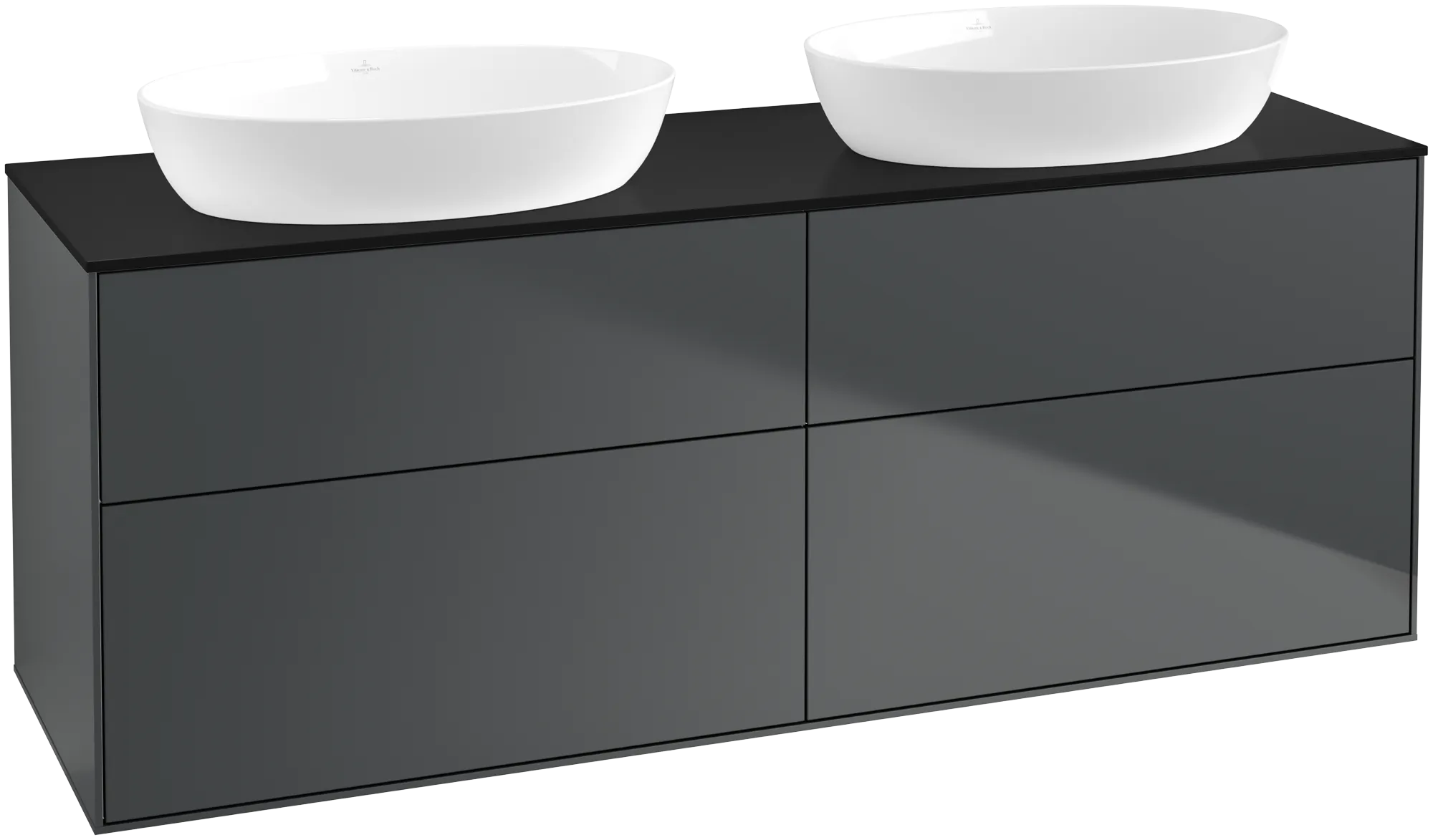Villeroy & Boch Finion Waschbeckenunterschrank GA8, 1600x603x501mm, Midnight Blue Matt Lacquer / Glass Black Matt