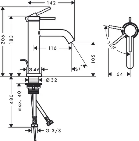 Tecturis S Einhebel-Waschtischmischer 110 CoolStart mit Zugstangen-Ablaufgarnitur Chrom Tecturis S Einhebel-Waschtischmischer 110 CoolStart mit Zugstangen-Ablaufgarnitur Chrom