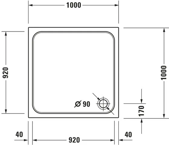Duravit quadrat Duschwanne „D-Code“ 100 × 100 cm ohne Antislip