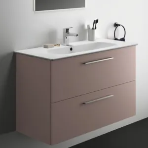 Möbelpaket i.life A mit Waschtisch 100cm und Unterschrank mit chrom Griff Weiß matt
