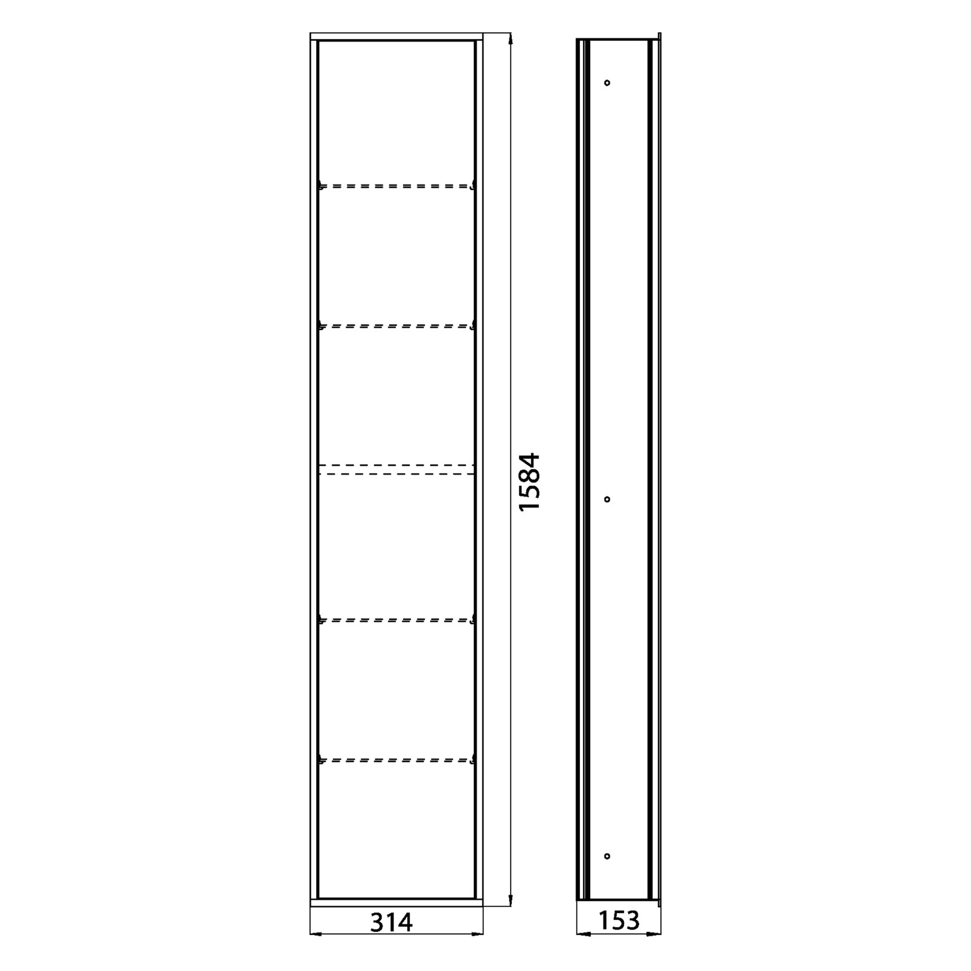 emco Schrank-Modul „asis module 300“ 31,4 × 158,4 × 15,3 cm in aluminium (silber, matt) / schwarz