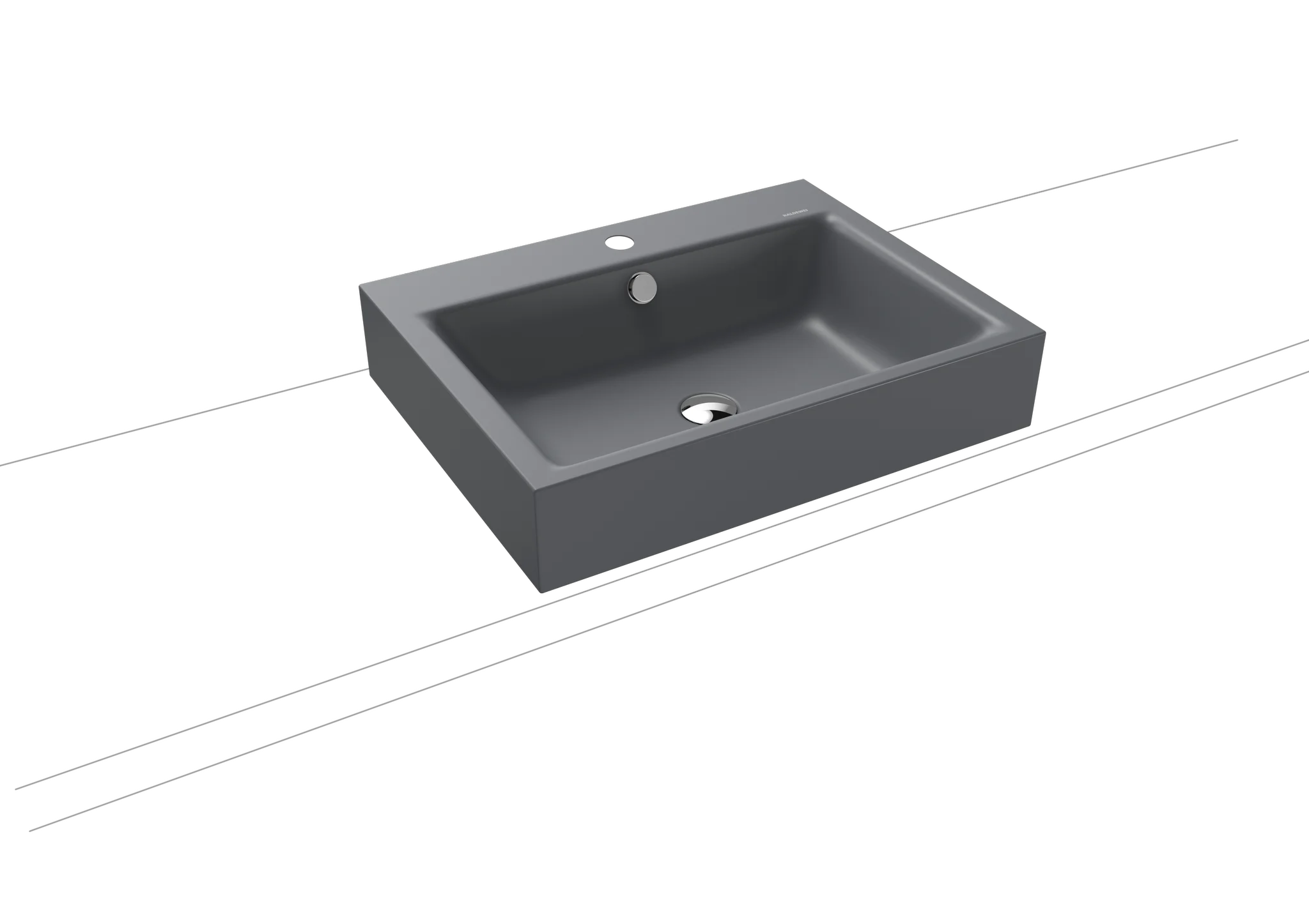 Aufsatzwaschtisch „Puro“ 60 × 46 cm, mit Überlauf, mit Hahnlochbohrung in cool grey 70 mit Perl-Effekt