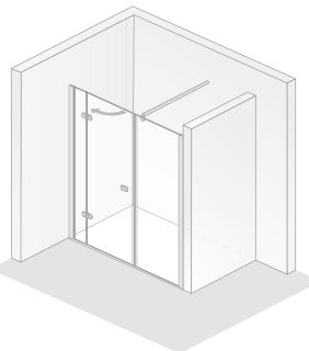 HSK teilgerahmte Duschtür 3-teilig „Premium Softcube“ Raumnische Glas Mattierung mittig (65 cm), H: 2000 mm HSK teilgerahmte Duschtür 3-teilig „Premium Softcube“ Raumnische Glas Mattierung mittig (65 cm), H: 2000 mm