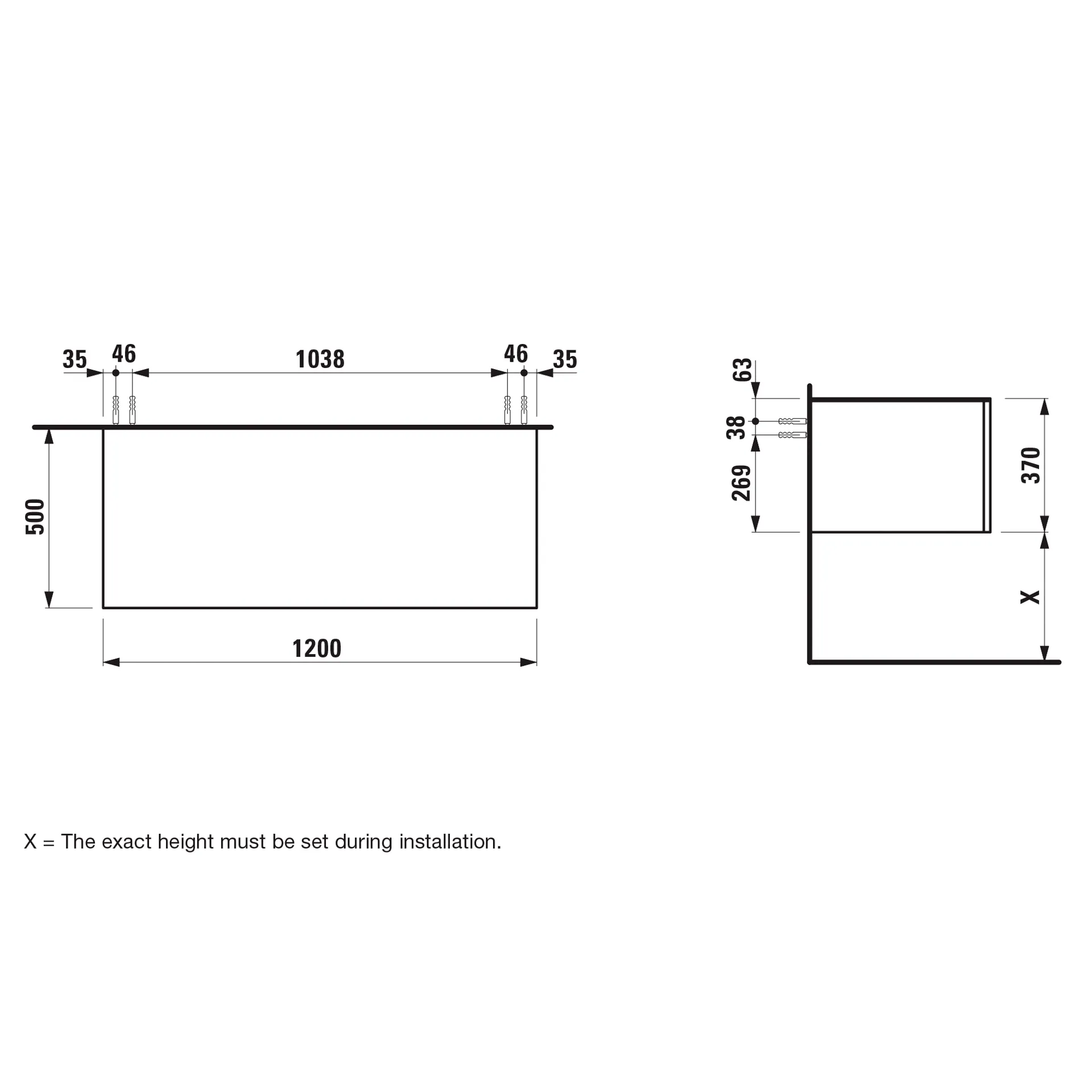 Laufen Schubladenelement „Ilbagnoalessi“ 1200 × 370 × 500 mm Eiche hell, ohne Hahnlochbohrung