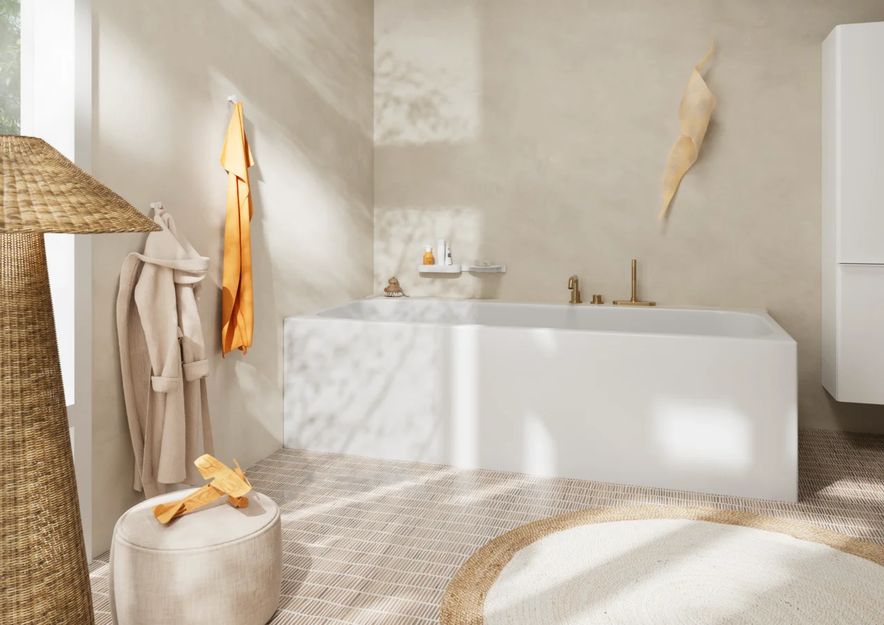 Hansgrohe Tecturis S Einhebel-Wannenmischer bodenstehend Brushed Bronze, Ausladung 194 mm, Keramikmischsystem, max. Durchfluss 21 l/min