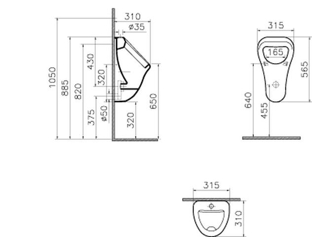 VT Urinal Arkitekt 315 x 310 x 565 mm Zulauf oben Universal-Ablauf Weiß HGL VT Urinal Arkitekt 315 x 310 x 565 mm Zulauf oben Universal-Ablauf Weiß HGL