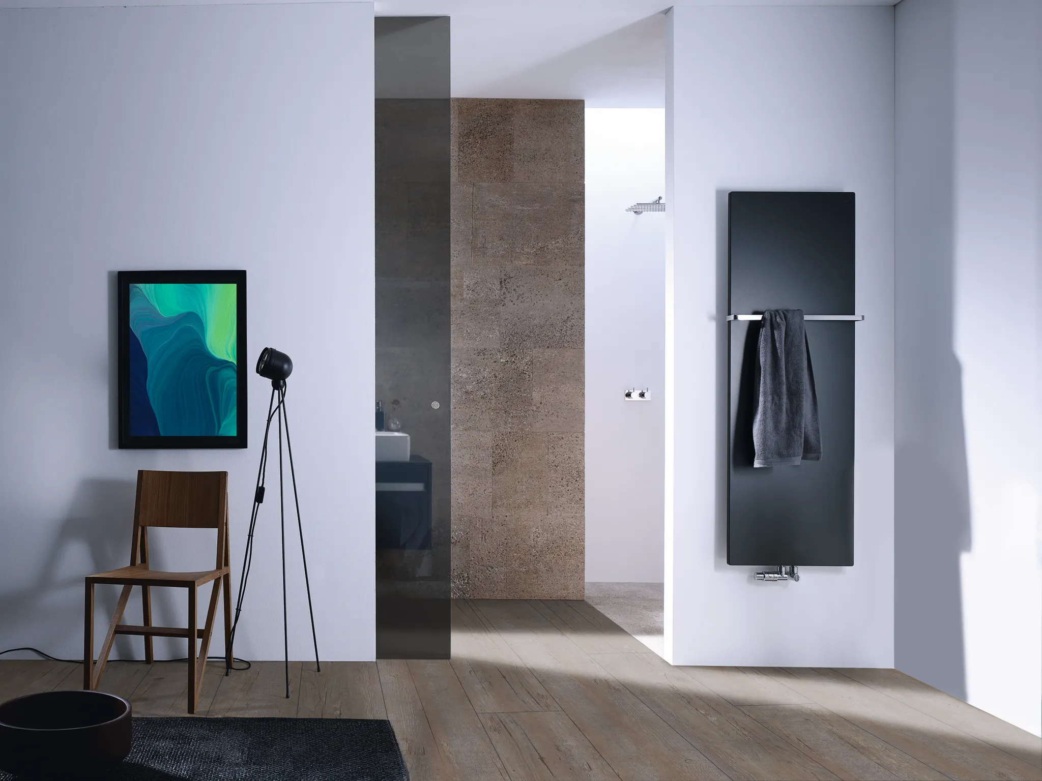 Zehnder Design-Heizkörper „Fina Lean Bar“ für Warmwasser-Zentralheizung mit 50 mm-Mittelanschluss 50 × 150 cm in Pastel Blue (RAL 5024) Zehnder Design-Heizkörper „Fina Lean Bar“ für Warmwasser-Zentralheizung mit 50 mm-Mittelanschluss 50 × 150 cm in Pastel Blue (RAL 5024)