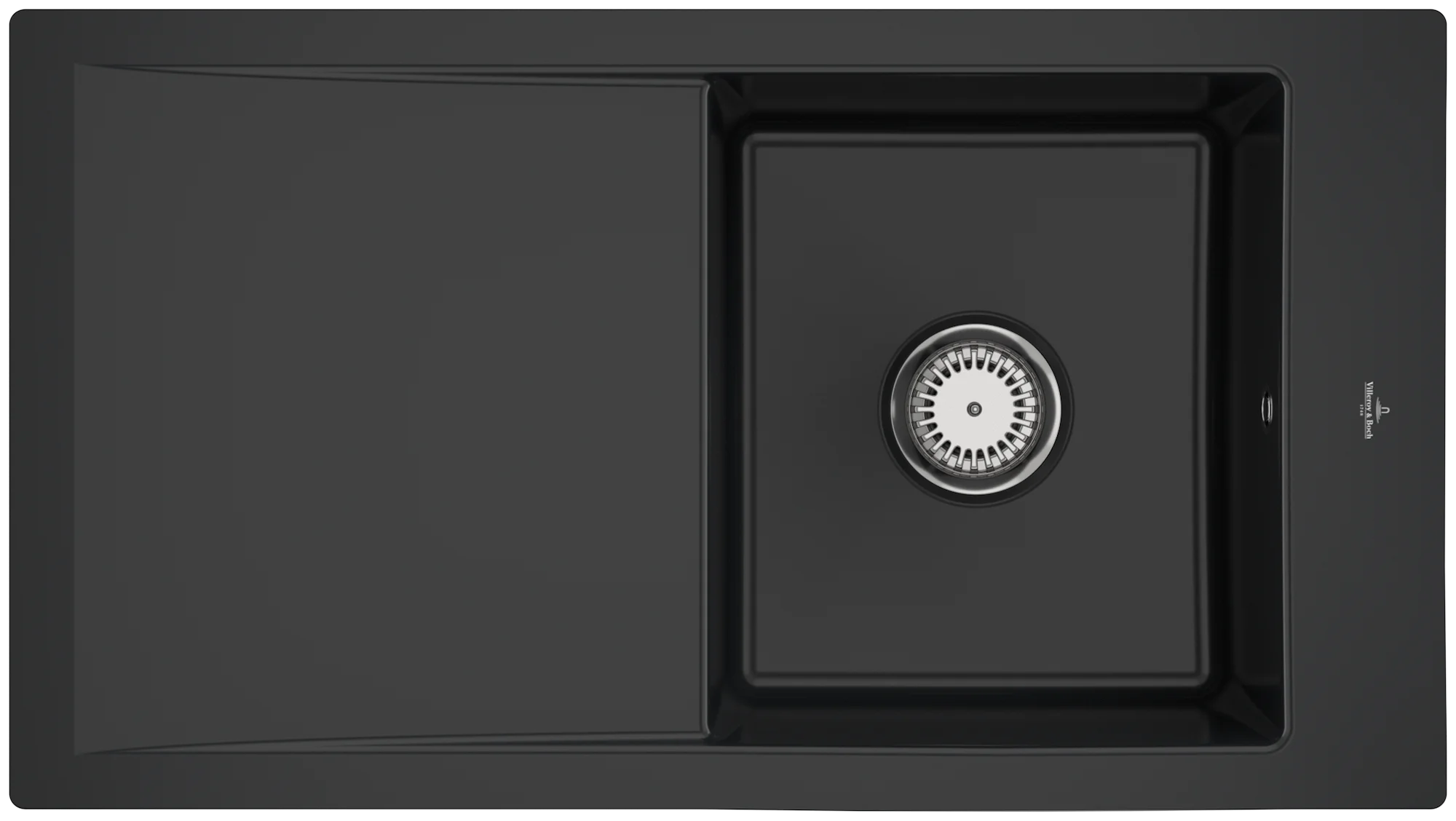 Villeroy & Boch flächenbündige Spüle Timeline 50 flat, Pure Black, 865x475 mm, Höhe 220 mm, Einbaumaß 350x410 mm Villeroy & Boch flächenbündige Spüle Timeline 50 flat, Pure Black, 865x475 mm, Höhe 220 mm, Einbaumaß 350x410 mm