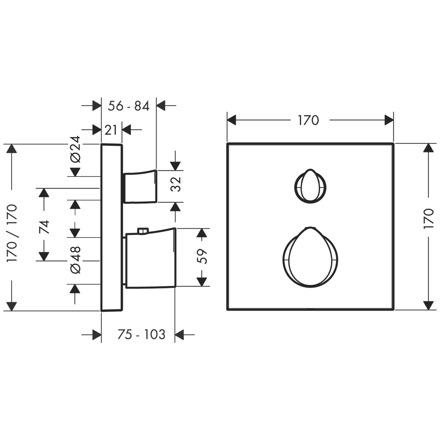 Thermostat UP Axor Starck Organic F-Set chrom mit Absperrventil