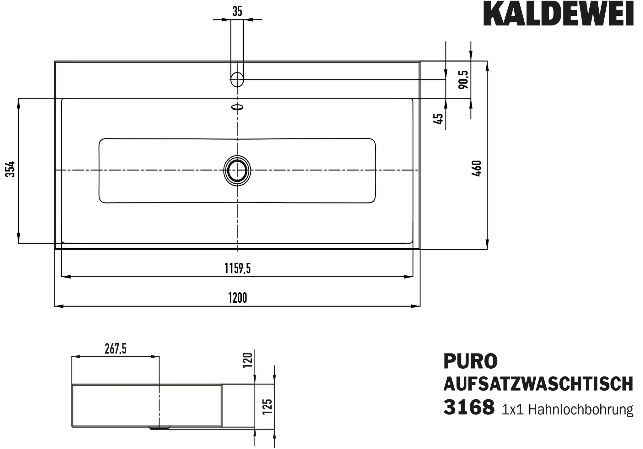 Doppelwaschtisch „Puro“ 120 × 46 cm, mit Überlauf, mit Hahnlochbohrung in cool grey 70 mit Perl-Effekt Doppelwaschtisch „Puro“ 120 × 46 cm, mit Überlauf, mit Hahnlochbohrung in cool grey 70 mit Perl-Effekt