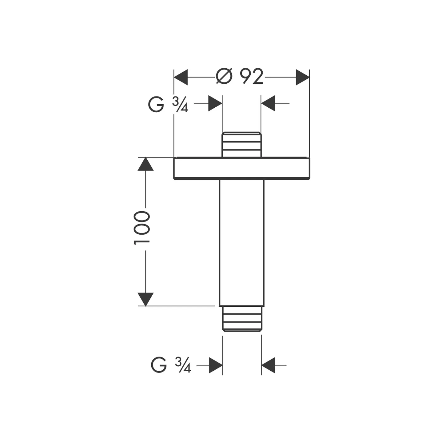 Hansgrohe Deckenanschluss 10 cm, Chrom