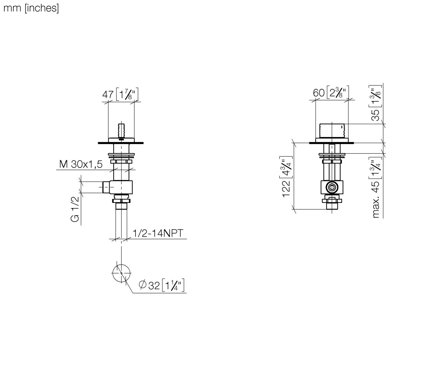 Seitenventil rechtsschließend kalt CL.1 Chrom 20005705 Seitenventil rechtsschließend kalt CL.1 Chrom 20005705
