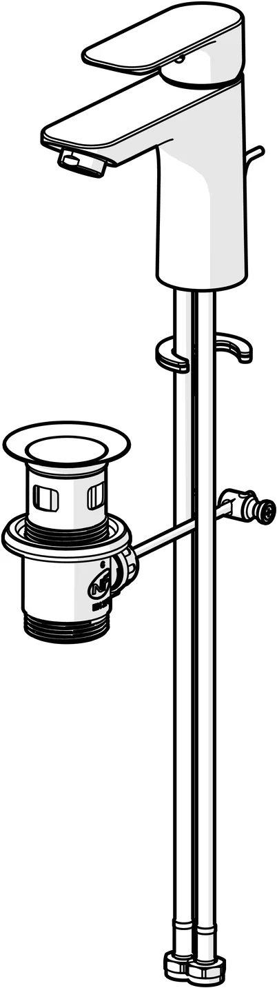 HansaBASIC EHM Waschtischbatterie HansaBASIC XL 5550 Ablaufgarnitur mit Zugstange Ausladung 112 mm DN15 Chrom