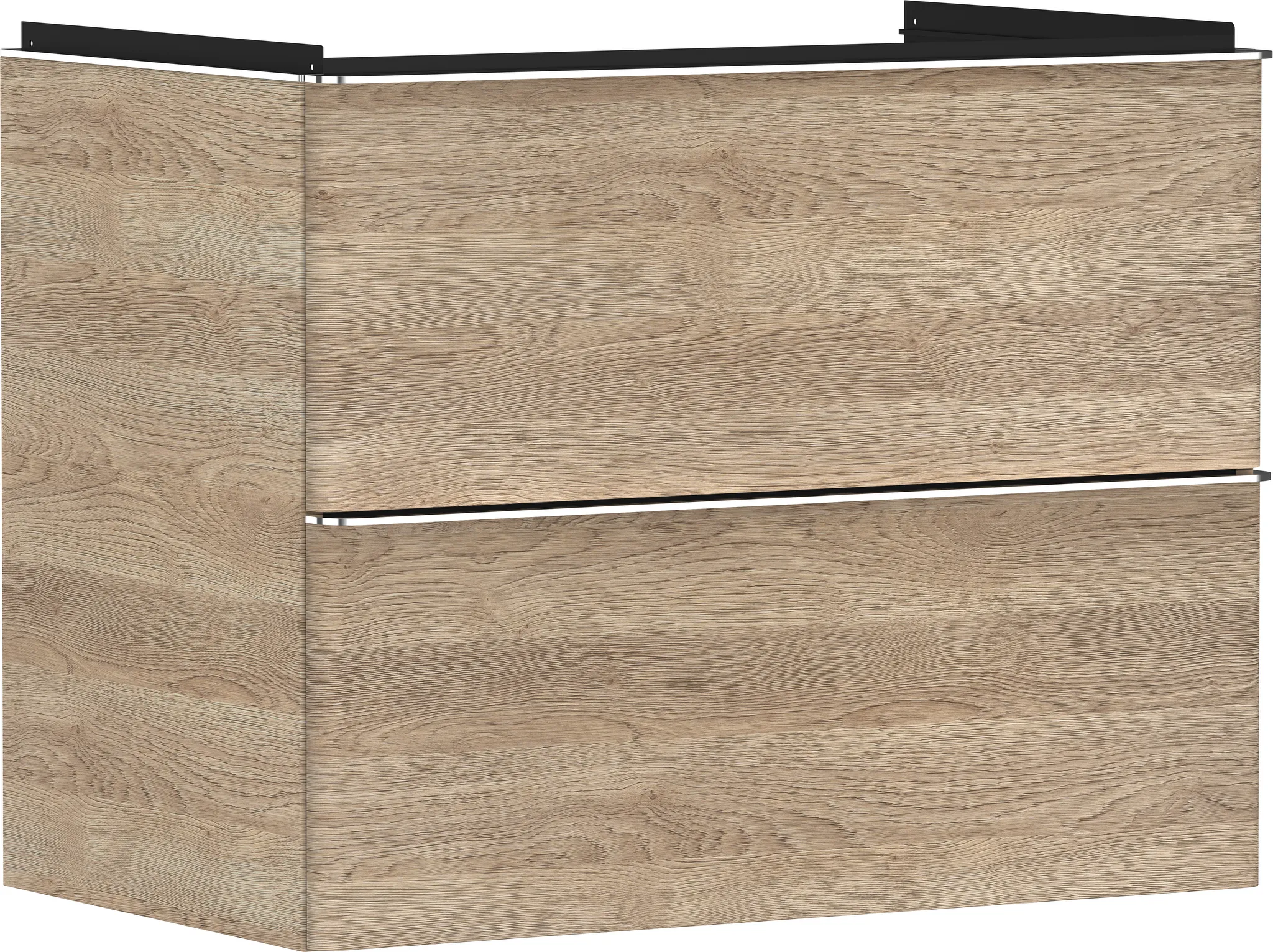Xelu Q Waschtischunterschrank Eiche Natur 780/475 mit 2 Schubkästen für Waschtisch Chrom