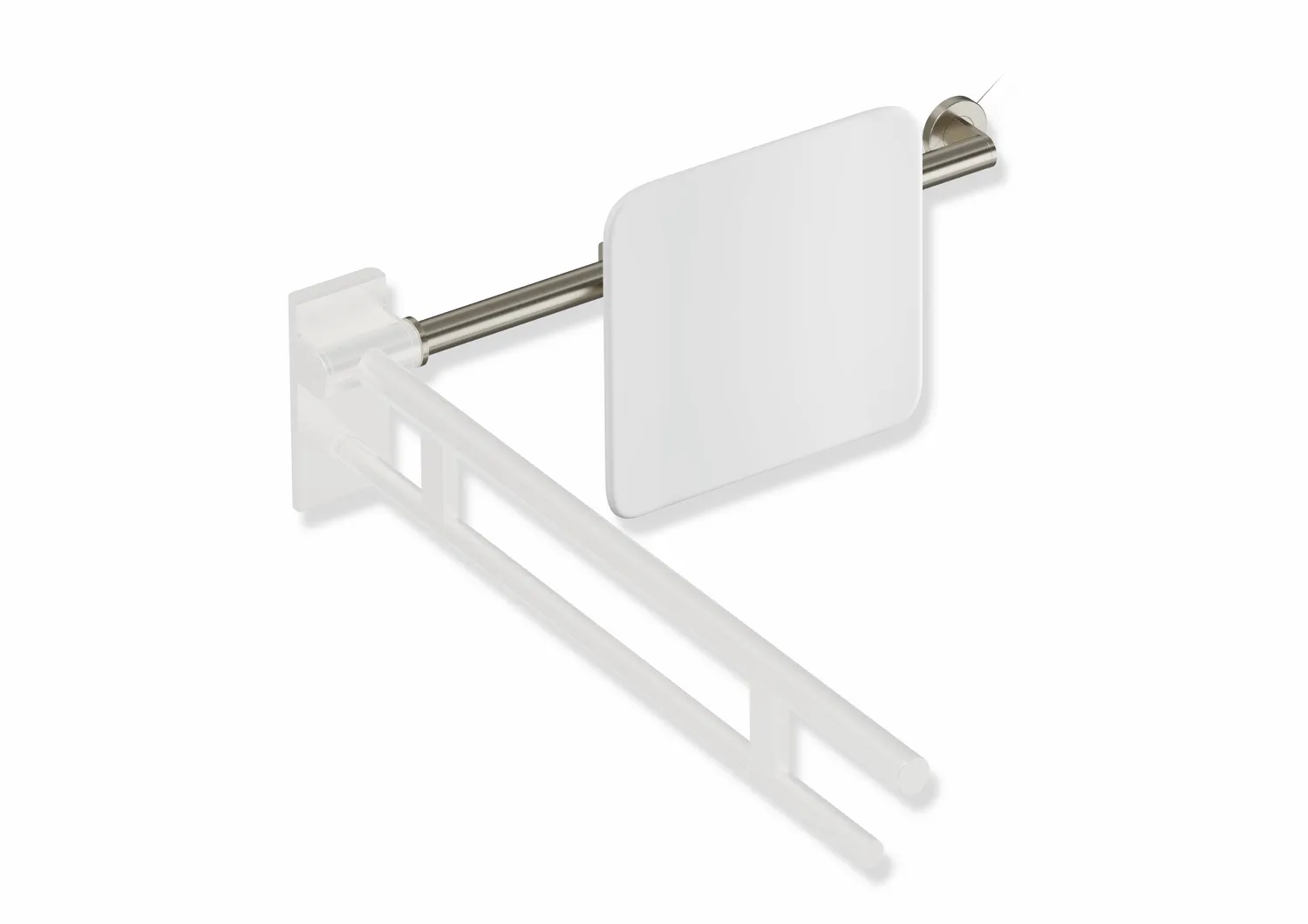 Rückenstütze, System 900, Anbindung Edst. PVD., Lehne Kst., weiß, Achsmaß verstellbar 616-716 mm, T: 150 mm, einseitig Wandmontage mit Rosetten (links), einseitig Montage an SK-Griffen, Design (A) (rechts), in Farbe CK (messing glänzend) Rückenstütze, System 900, Anbindung Edst. PVD., Lehne Kst., weiß, Achsmaß verstellbar 616-716 mm, T: 150 mm, einseitig Wandmontage mit Rosetten (links), einseitig Montage an SK-Griffen, Design (A) (rechts), in Farbe CK (messing glänzend)