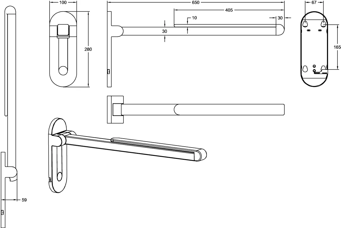 Villeroy & Boch ViCareDESIGN Klappgriff, Aluminium, Soft Touch-Auflage, Easy-Click, verchromter Edelstahl
