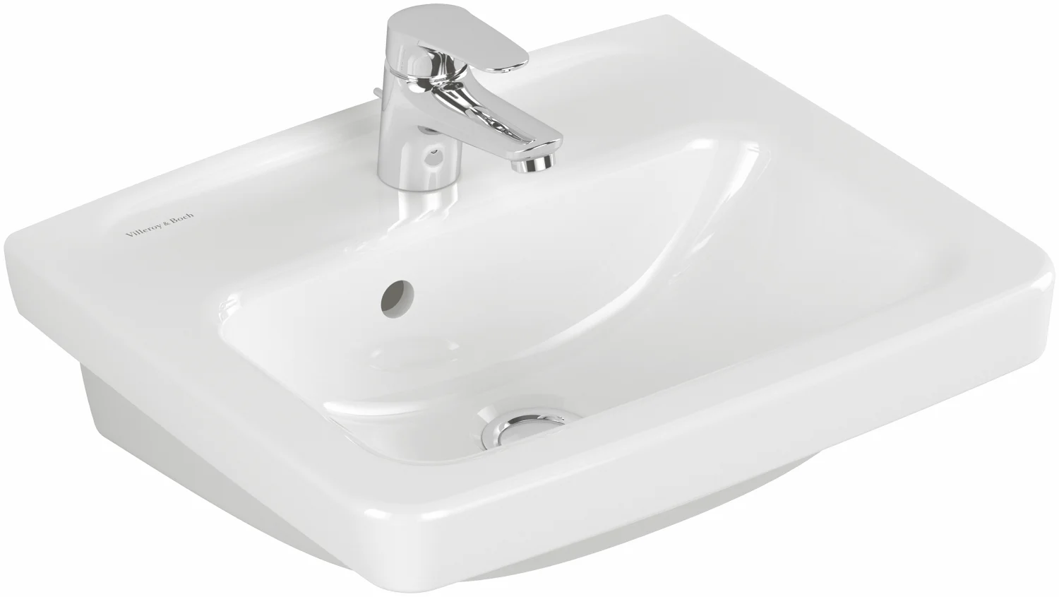 Villeroy & Boch Waschbecken „Newo“ 450 × 370 × 165 mm, Hahnlochposition mittig in Weiß Alpin