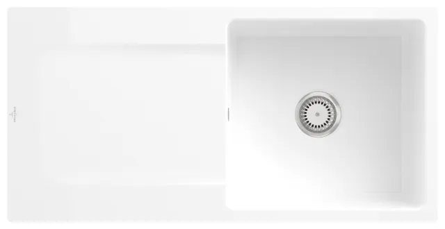 Villeroy & Boch flächenbündiges Küchenspülbecken „Siluet“ 60 flat 980 × 490 × 220 mm in Snow White