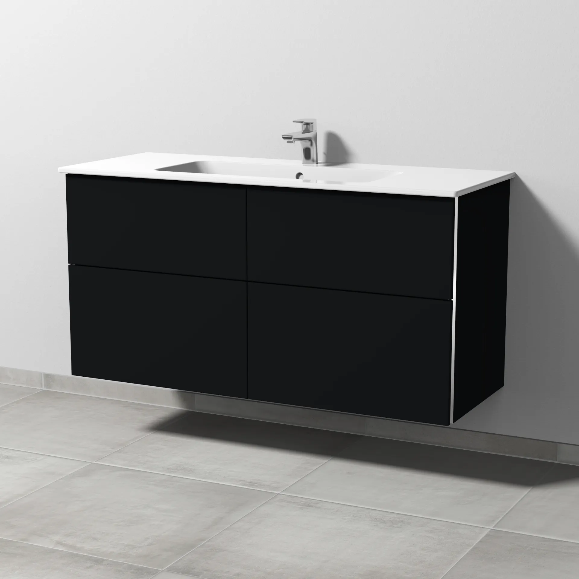 Sanipa Waschtischunterschrank „3way“ passend zu Keramik-Waschtische ME by Starck von Duravit 1200 × 613 × 467 mm in Schwarz (matt)