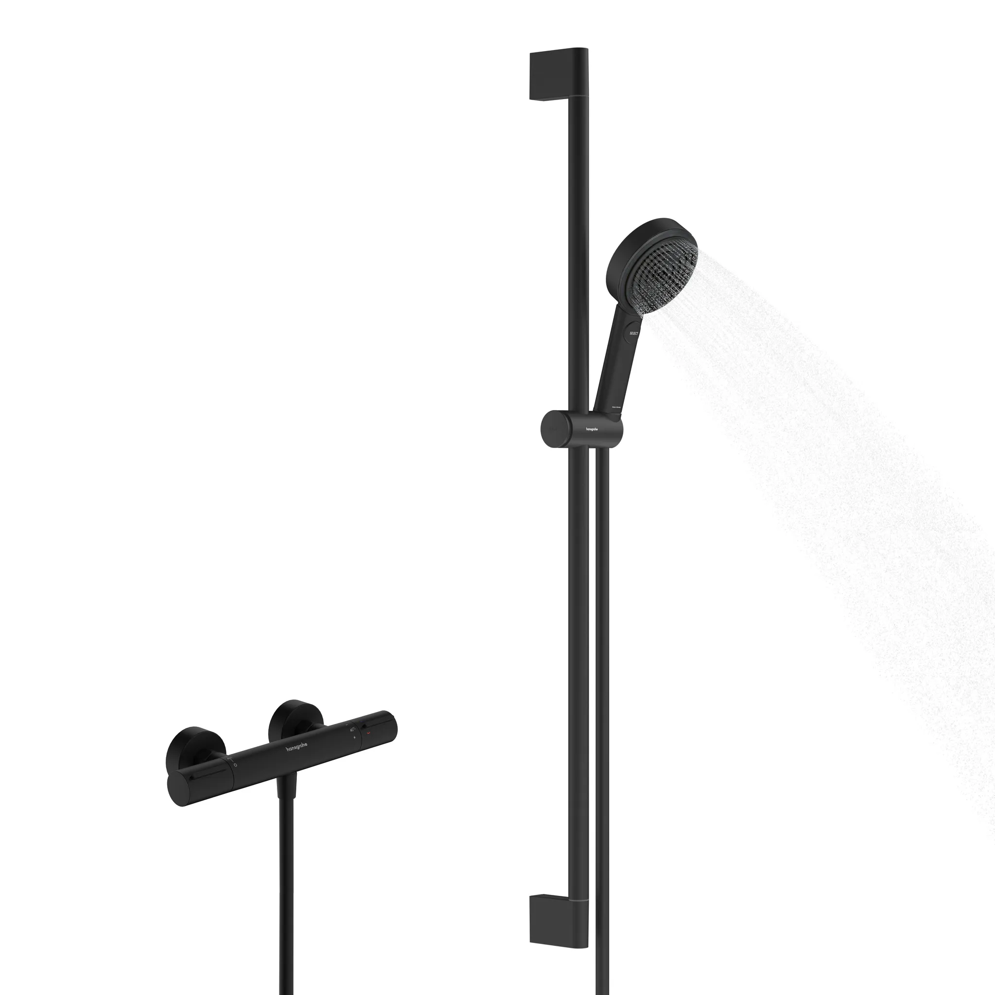 Gleitstangekombination „Pulsify Select S“, Befestigung verdeckt in Mattschwarz Gleitstangekombination „Pulsify Select S“, Befestigung verdeckt in Mattschwarz