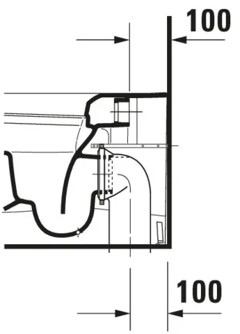 Stand-Tiefspül-WC back to wall „ME by Starck“ 37 × 40 × 60 cm in, Abgang waagerecht