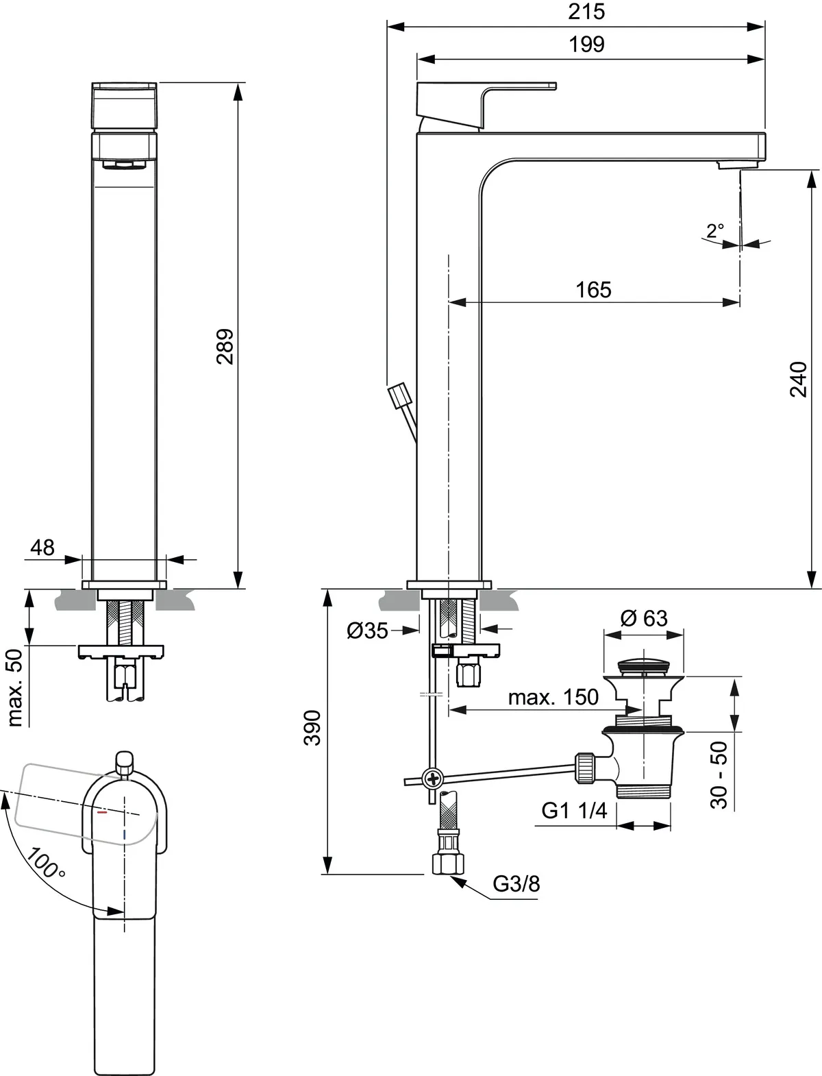 Waschtischarmatur Edge, Slim, mit verlängerter Sockel, mit Ablaufgarnitur, 5l/min, BlueStart, Chrom Waschtischarmatur Edge, Slim, mit verlängerter Sockel, mit Ablaufgarnitur, 5l/min, BlueStart, Chrom