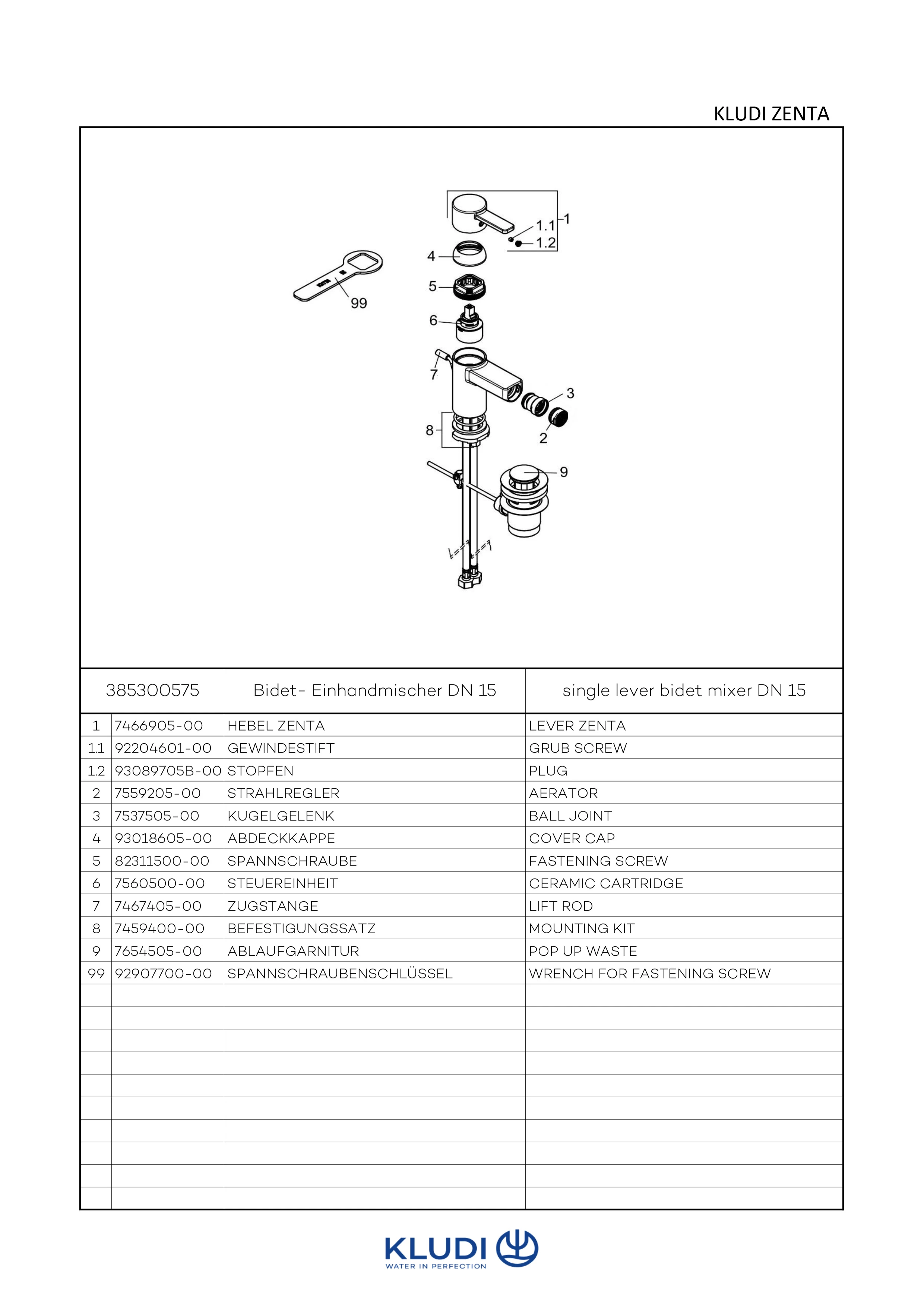 ZENTA BidetEHM DN 15 mit Ablaufgarnitur chrom ZENTA BidetEHM DN 15 mit Ablaufgarnitur chrom