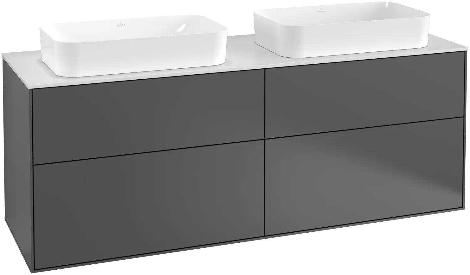 Villeroy & Boch Waschtischunterschrank „Finion“ für Schrankwaschtisch 160 × 60,3 × 50,1 cm 4 Schubladen, für 2 Waschbecken links und rechts