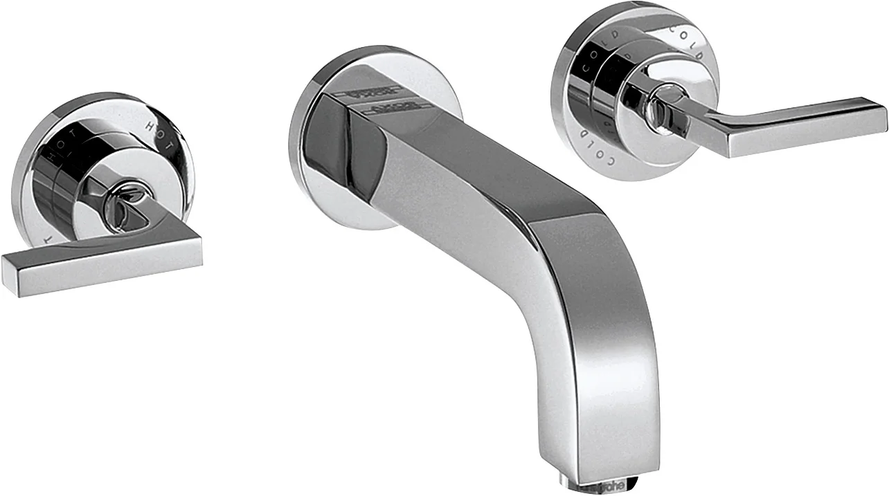 Hansgrohe AXOR Citterio 3-Loch Waschtischarmatur Unterputz, Chrom, Ausladung 222 mm, Hebelgriff, Normalstrahl