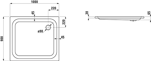 Laufen rechteck Duschwanne „Platina“ 1000 × 900 mm ohne Oberflächenbeschichtung, ohne Oberflächenveredelung, in Weiß matt Laufen rechteck Duschwanne „Platina“ 1000 × 900 mm ohne Oberflächenbeschichtung, ohne Oberflächenveredelung, in Weiß matt