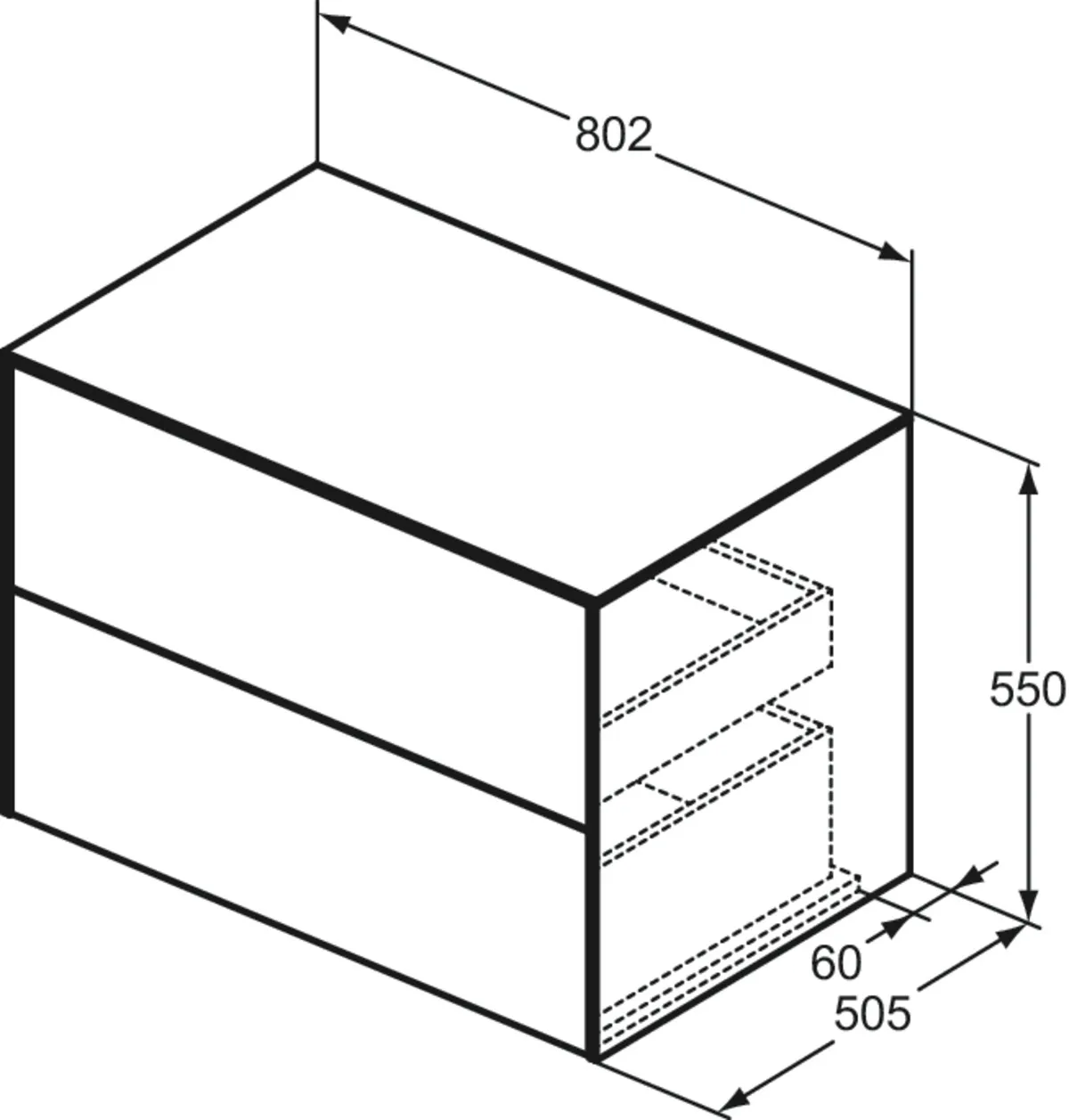 Ideal Standard Waschtischunterschrank Conca, 802x505x550mm, Weiß Ideal Standard Waschtischunterschrank Conca, 802x505x550mm, Weiß